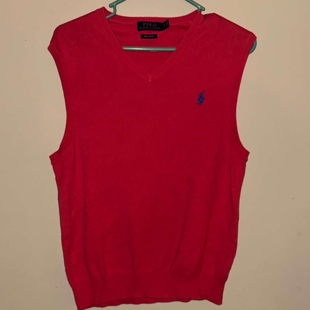 Polo by Ralph Lauren Men's Coral Red Sweater Vest Small